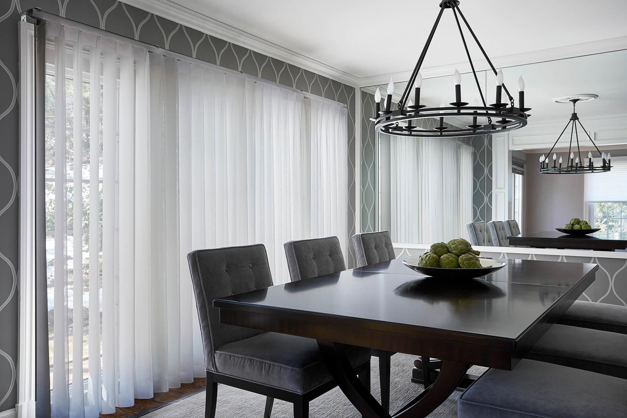 Vertical sheer shades come in a variety of beautifully styled fabrics, which will bring an air of elegance into any room