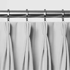 An illustration of the pinch pleat top treatment for drapery at Blinds To Go