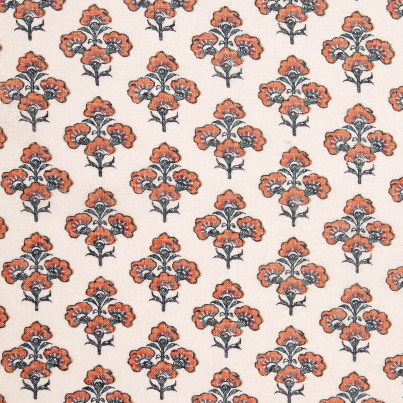 A swatch of Maya drapery fabric in Bloom.