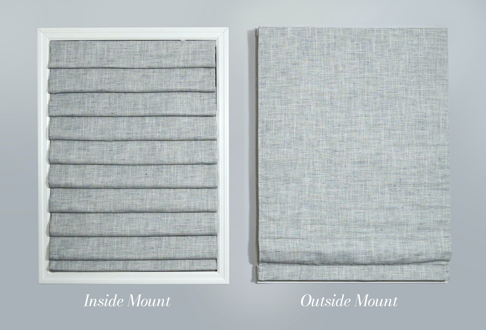 Side-by-side images of an inside mount window and an outside mount window.