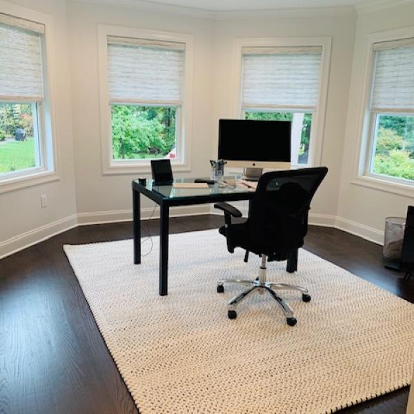 Roller shades in a home office haven