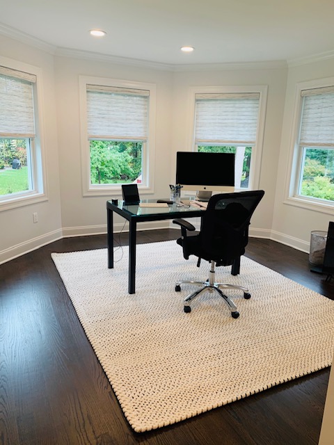 Roller shades in a home office haven