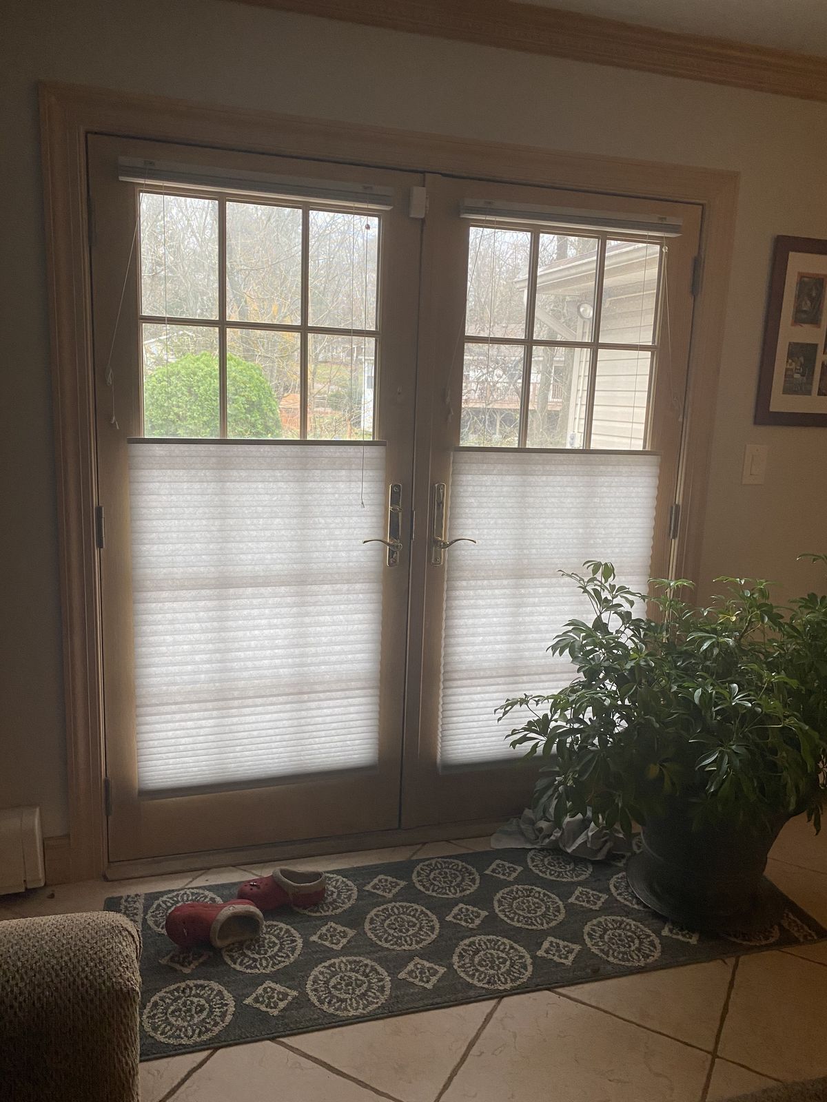French doors with top-down bottom-up door shades
