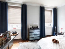 faux wood blinds in kids room