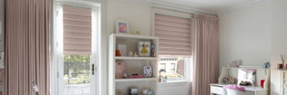 custom pink roman shades
