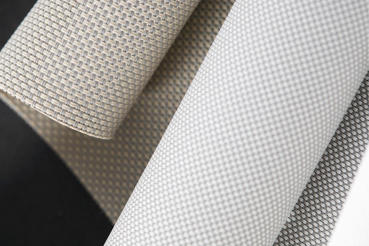 Solar shade swatches close up.